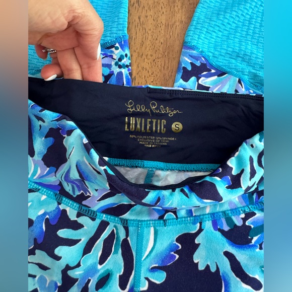 Lilly Pulitzer Luxletic Weekender Midi Leggings SZ S Bright Navy In Too Deep - Picture 8 of 15